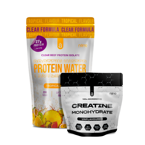 Nano supps Protein Water 450g Trópusi 15 Adag+ajándék Nano supps 150 g Kreatin Monohidrát.